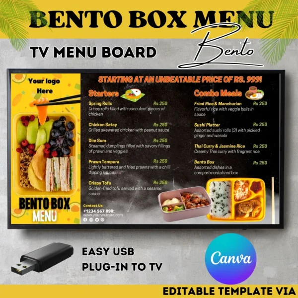 Bento Box Menu Canva Template