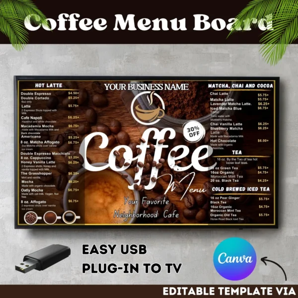 Coffee Menu Board – Easy DIY Digital Menu Template