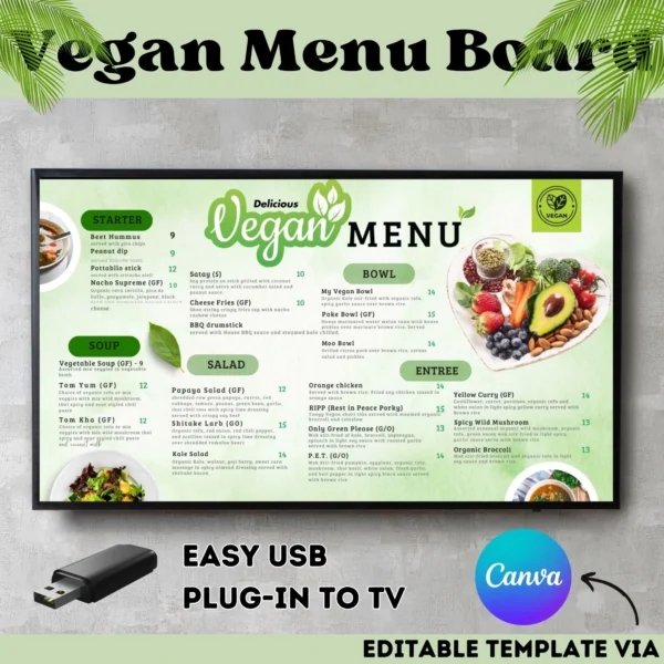 Vegan Menu - Advanced Animated Digital TV Menu Board Template