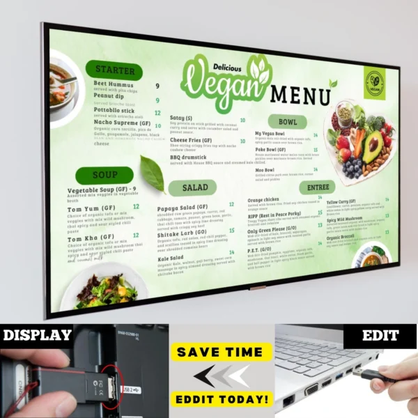 Vegan Menu - Advanced Animated Digital TV Menu Board Template