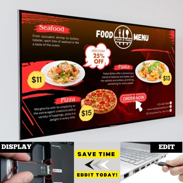 Animated Digital Menu Board - Modern Restaurant TV Menu Display Template