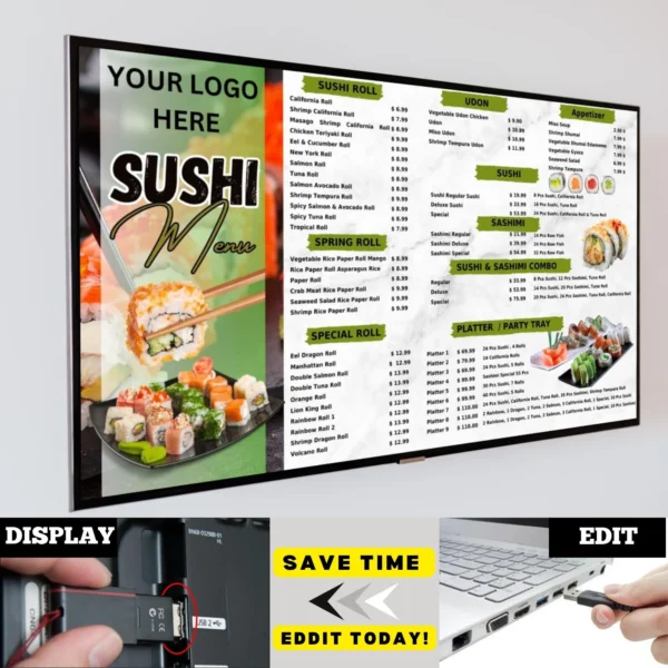 Sushi Menu Board, Tv Menu Board