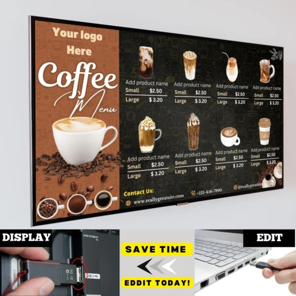 Easy DIY Digital Menu Board, Coffee Menu Board