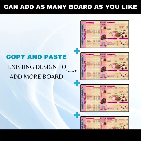 Modern TV Menu Board: Editable Canva Template for Take-Out Freezer, Digital TV Menus & Ice Cream Displays