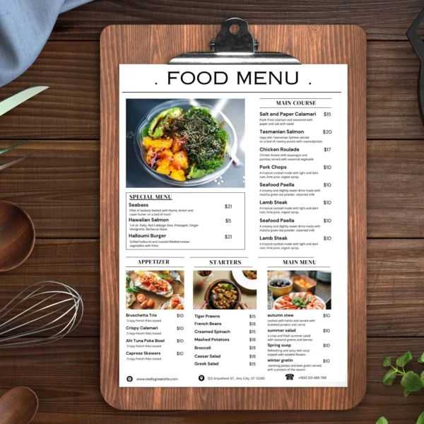 Restaurant Menu Bundle - 3 Editable A4 Food Menus | Digital Download