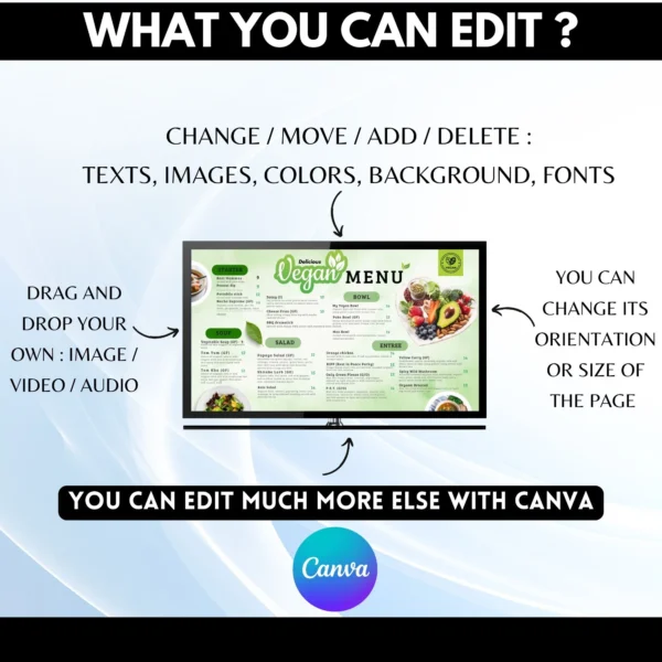 Vegan Menu - Advanced Animated Digital TV Menu Board Template