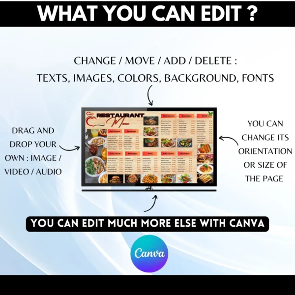 Editable Canva Template for Menus – Customizable Restaurant and Café Design