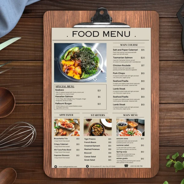 Restaurant Menu Bundle - 3 Editable A4 Food Menus | Digital Download