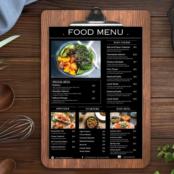 Restaurant Menu Bundle - 3 Editable A4 Food Menus | Digital Download