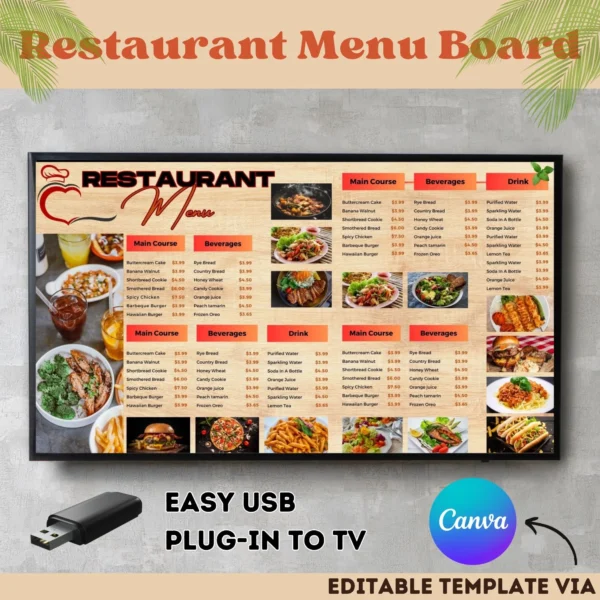 Editable Canva Template for Menus – Customizable Restaurant and Café Design