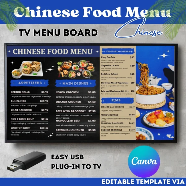 Chinese Food Menu Canva Template