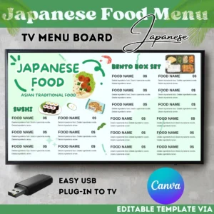 Japanese Food Menu Board Canva Template