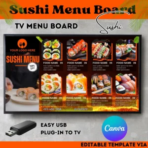 Sushi Menu Board Canva Template