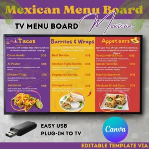 Mexican Restaurant Digital Menu Board