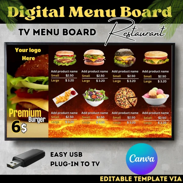 Editable Menu Board Design Canva Template