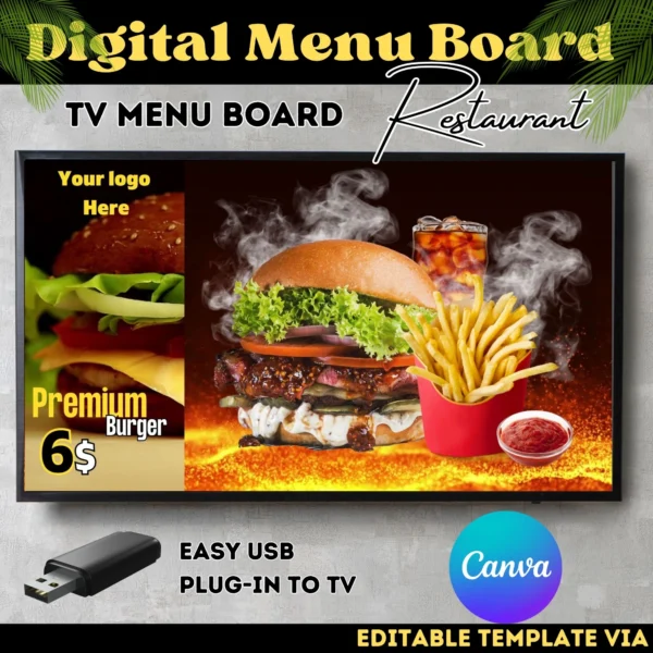 Editable Menu Board Design Canva Template