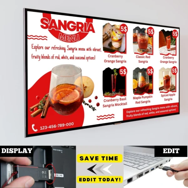 Sangria Digital Menu Board Template