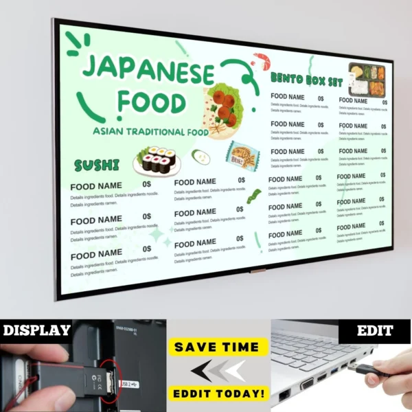 Japanese Food Menu Board Canva Template