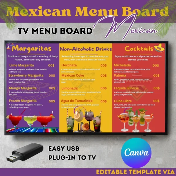 Mexican Restaurant Digital Menu Board