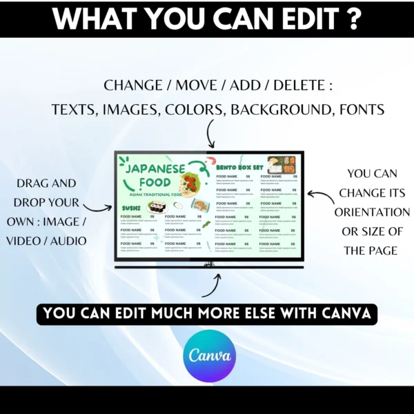 Japanese Food Menu Board Canva Template