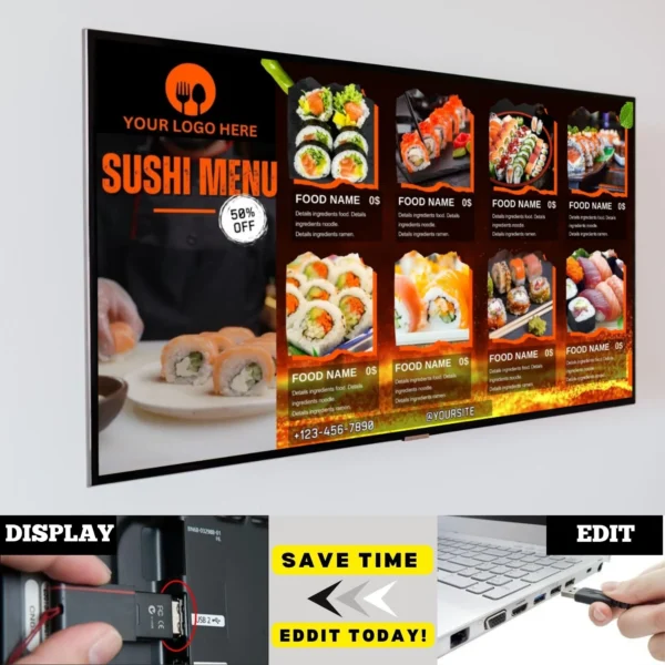 Sushi Menu Board Canva Template