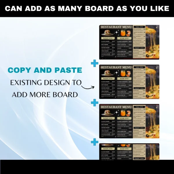 Editable Restaurant TV Menu Board Canva Template