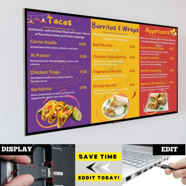 Mexican Restaurant Digital Menu Board