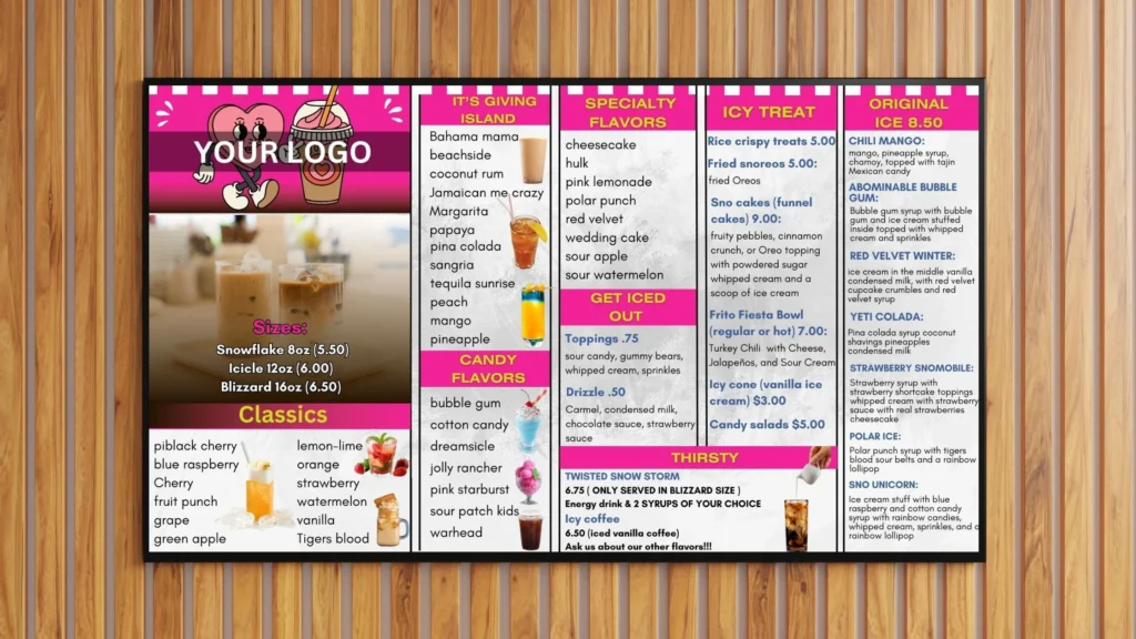 menu board design